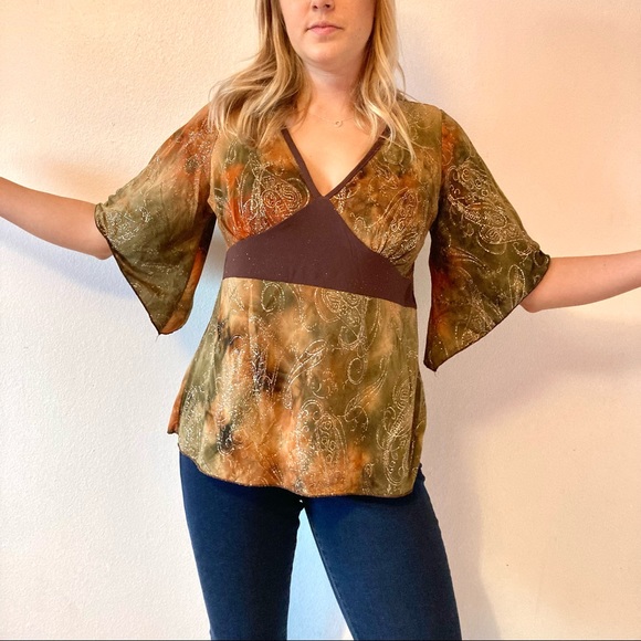 Forest fairy boho y2k bell sleeve blouse - Picture 4 of 7